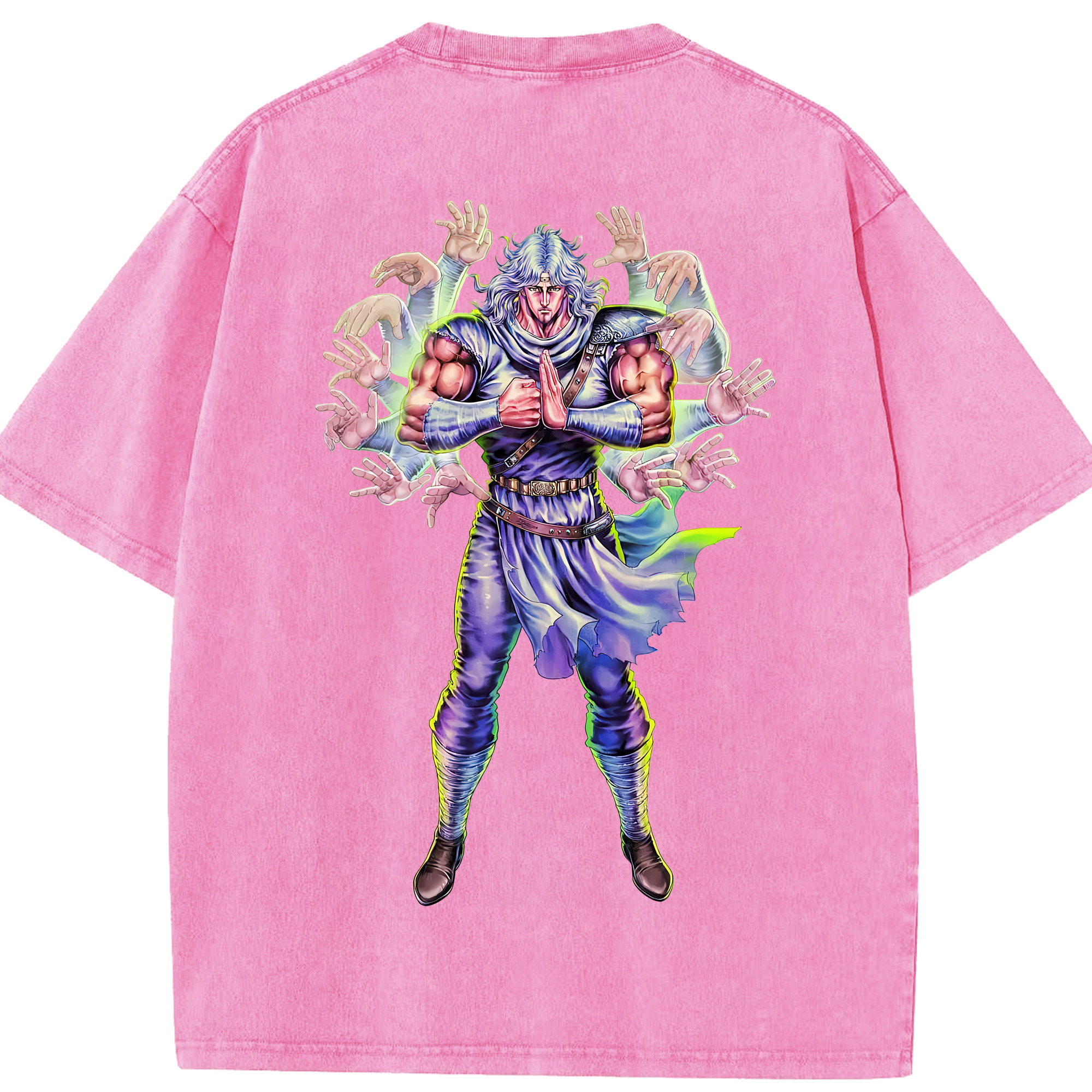 （画像用） 北斗の拳 Fist of the North Star 綿100% ヴィンテージ風 半袖Tシャツ（背面プリント）